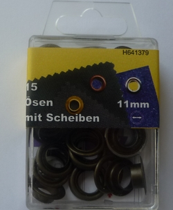 Ã–sen mit Scheiben 11-12mm (15 Stuck), Altmessing